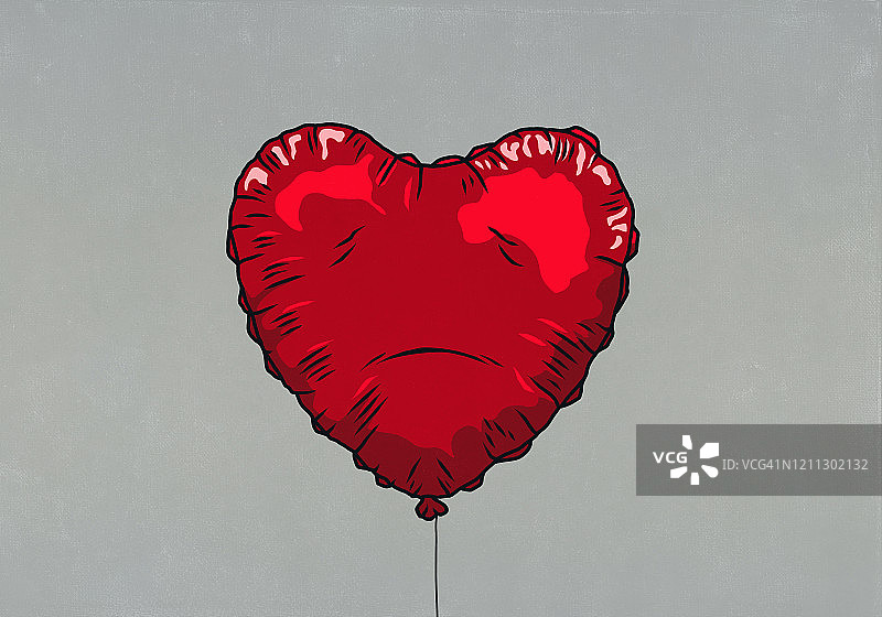 悲伤的红色心形气球图片素材