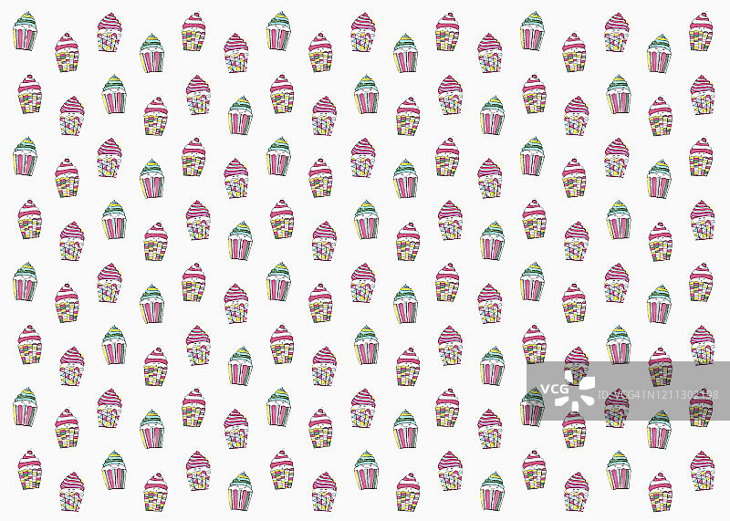 白色背景上的马卡龙色纸杯蛋糕图片素材