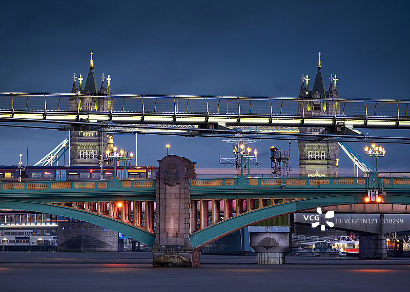伦敦桥梁：塔桥与千禧桥图片素材