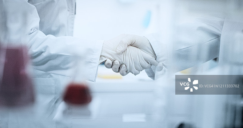 实验室里的女性握手图片素材