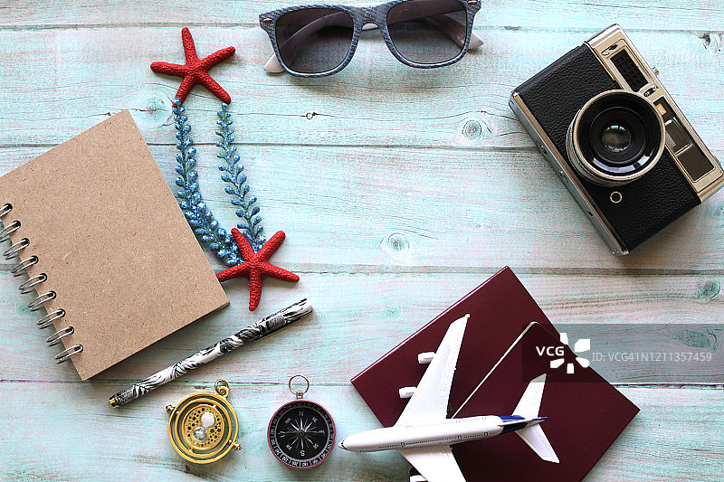 旅行物品扁平素材：旅行概念图片素材