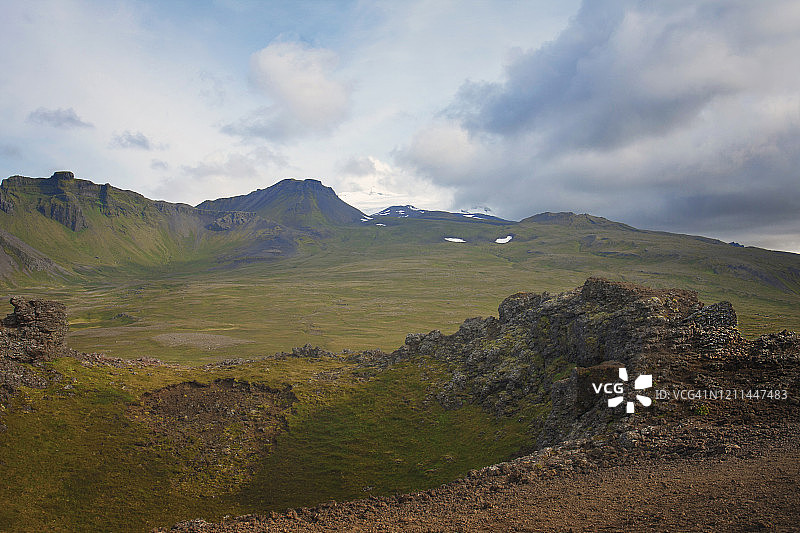 冰岛Saxholl火山口全景图片素材