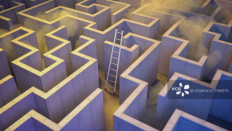 靠在巨大迷宫墙上的阶梯图片素材