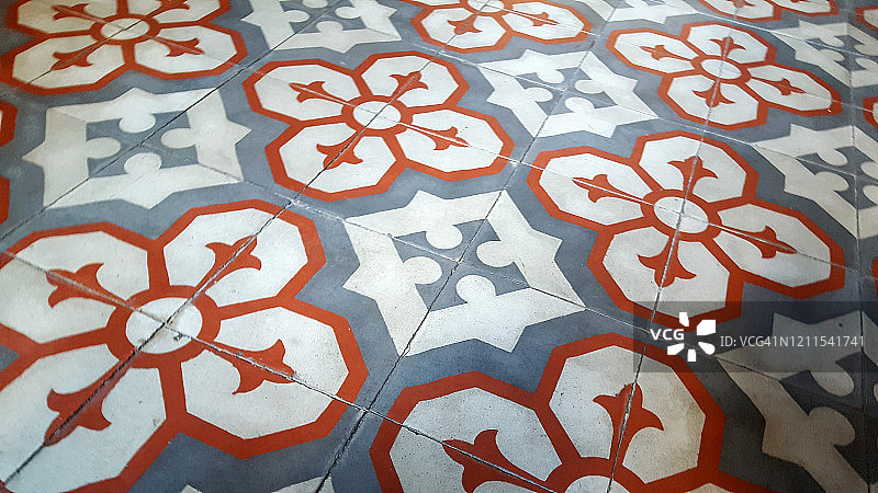 西西里岛住宅内的传统华丽陶瓷砖图片素材