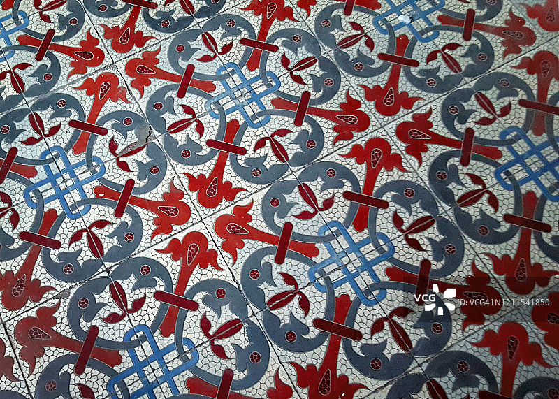 西西里岛住宅内的传统华丽陶瓷砖图片素材