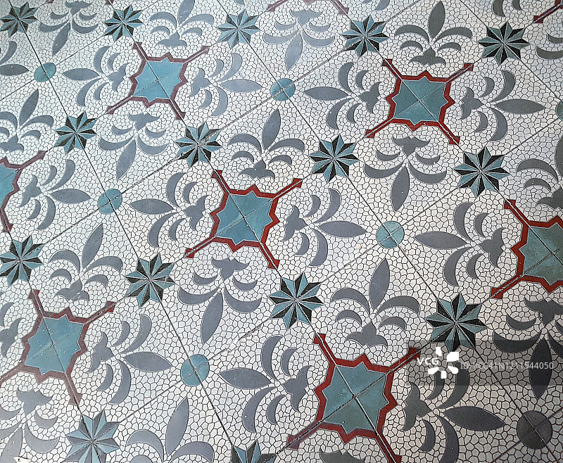 西西里岛住宅内的传统华丽陶瓷砖图片素材