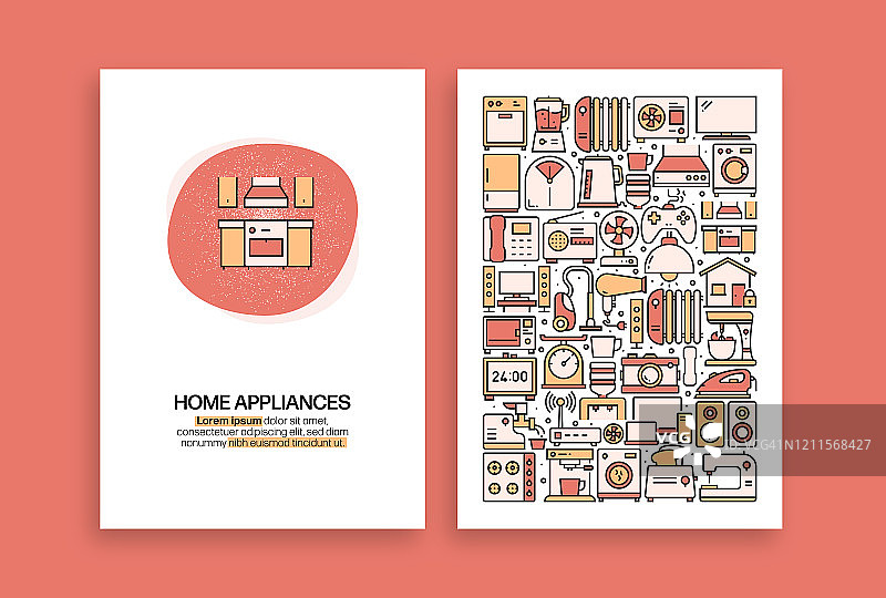 家用电器相关设计矢量模板，适用于宣传册、封面、宣传单和年度报告图片素材