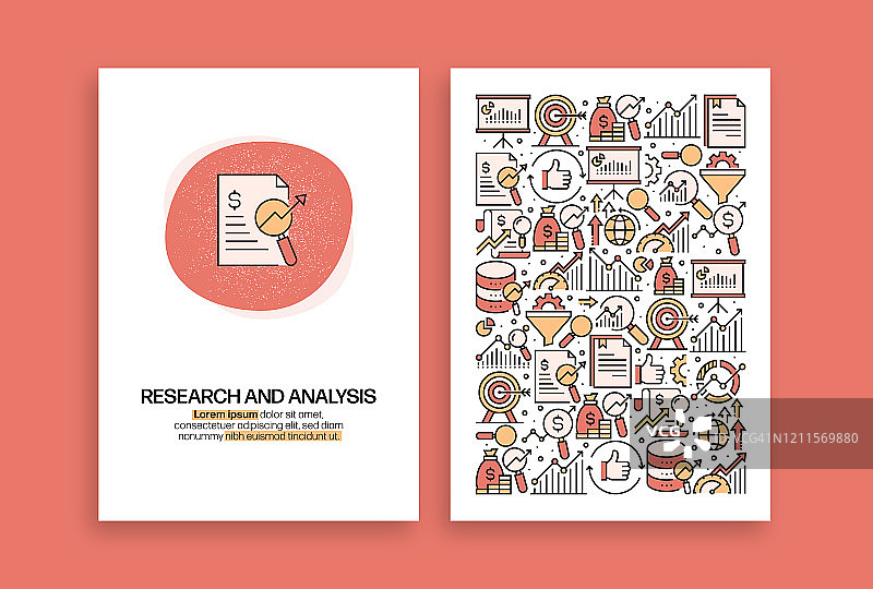 研究和分析相关设计。用于宣传册、封面、Flyer和年度报告的现代矢量模板。图片素材