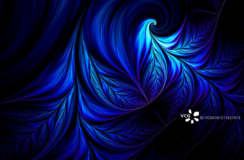 蓝色树叶抽象数字艺术图片素材