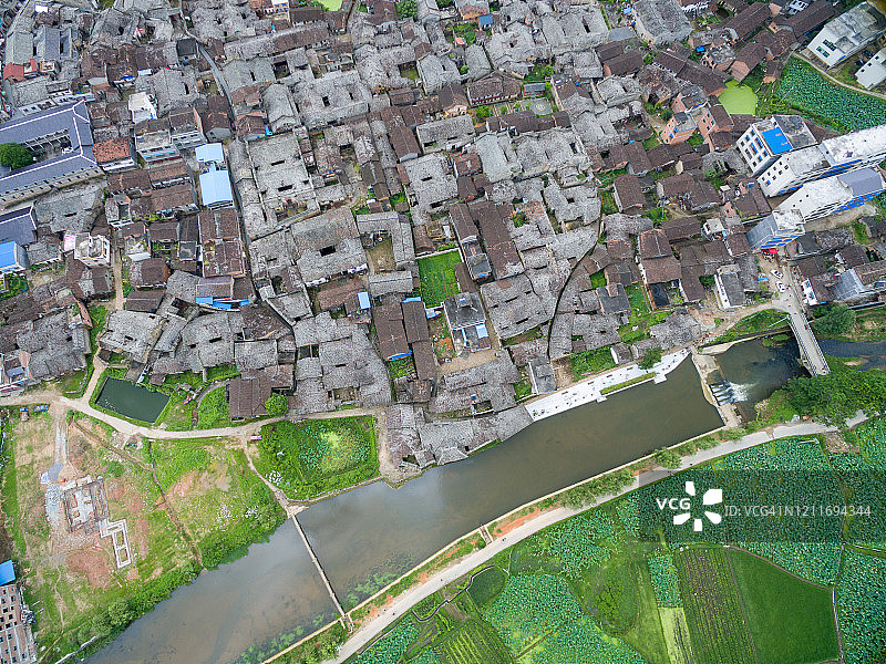 抚州市广昌县驿前村的航拍景色图片素材