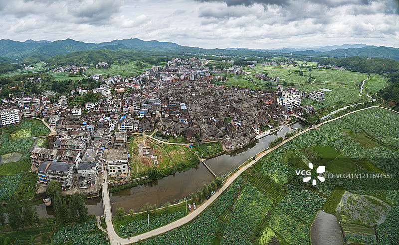 抚州市广昌县驿前村的航拍景色图片素材