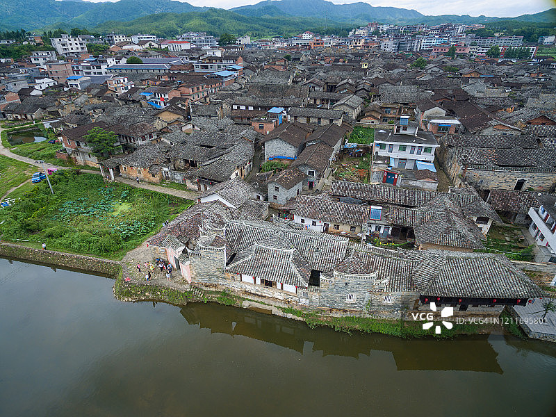 抚州市广昌县驿前村的航拍景色图片素材