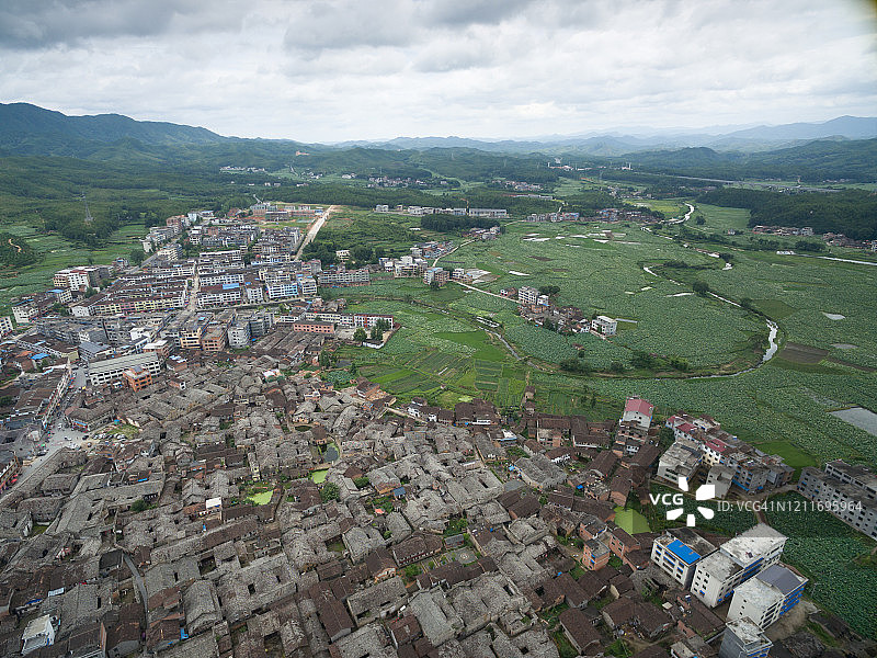 抚州市广昌县驿前村的航拍景色图片素材