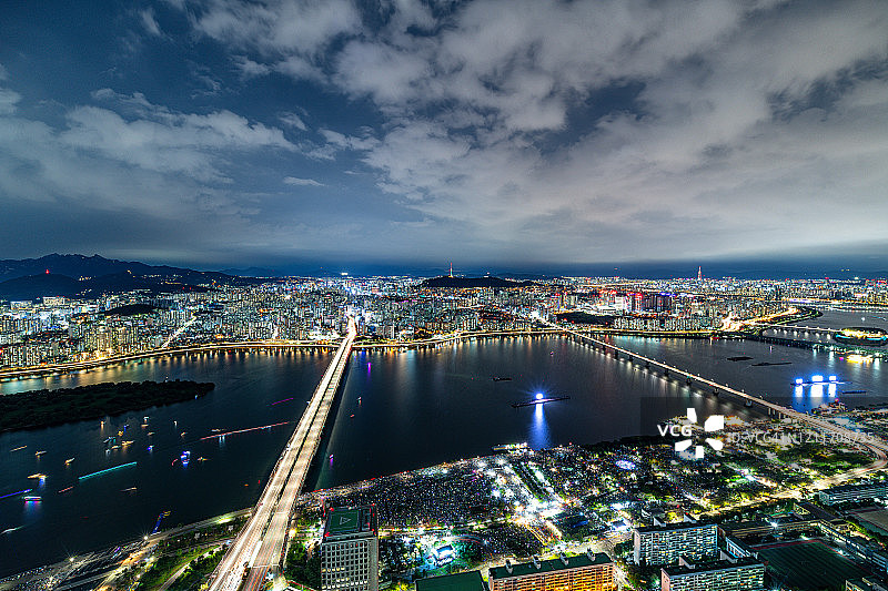 韩国首尔汝矣岛夜景图片素材