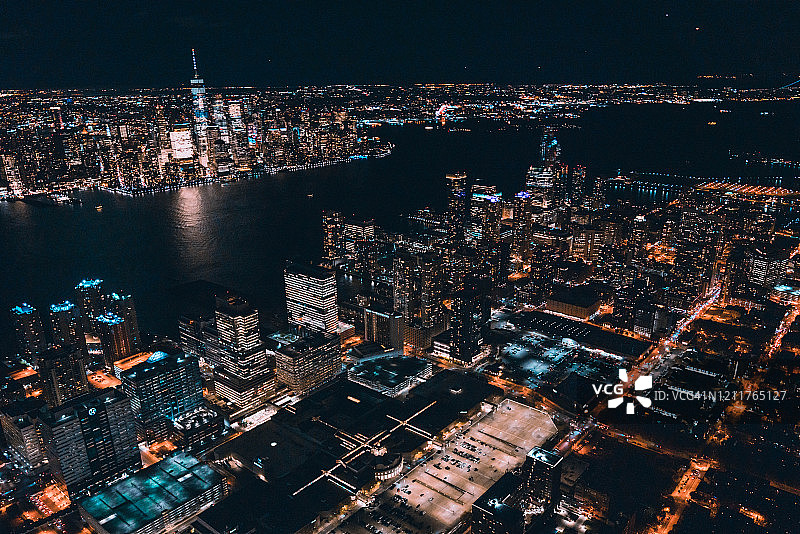 新泽西州泽西市夜景俯瞰，美国图片素材