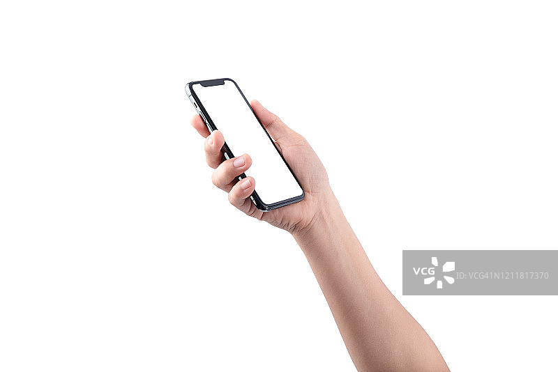 带白色屏幕的无边框智能手机样机图片素材