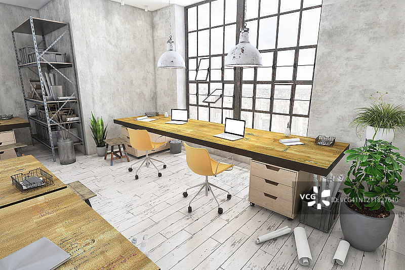 现代开放式办公室内部图片素材
