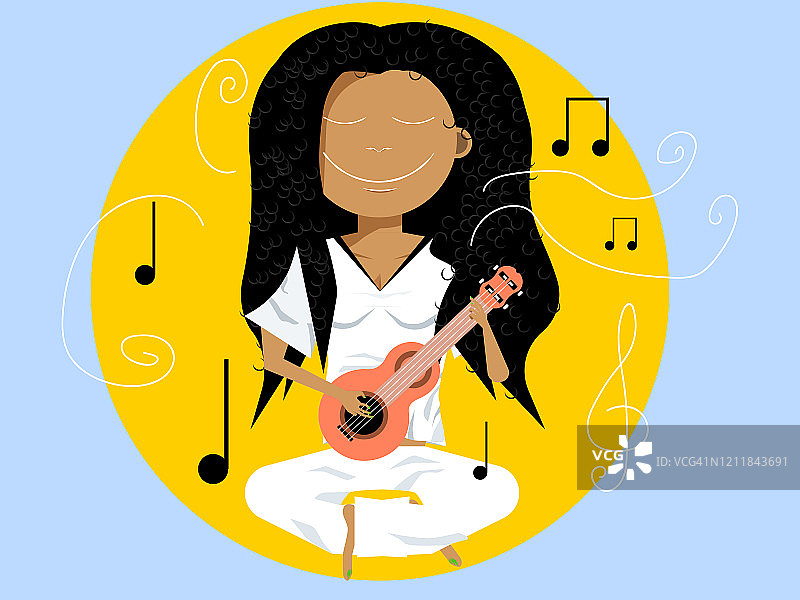 弹尤克里里的女孩图片素材