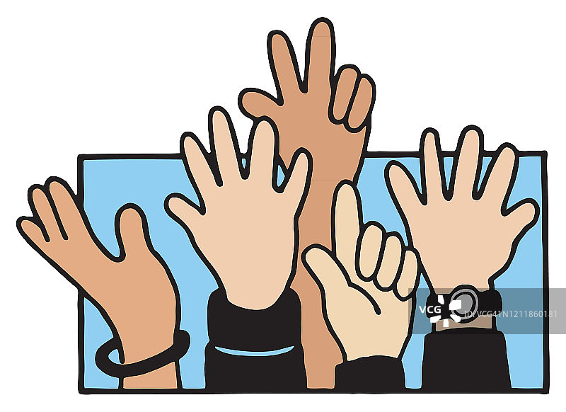 举起的手绘涂鸦手图片素材