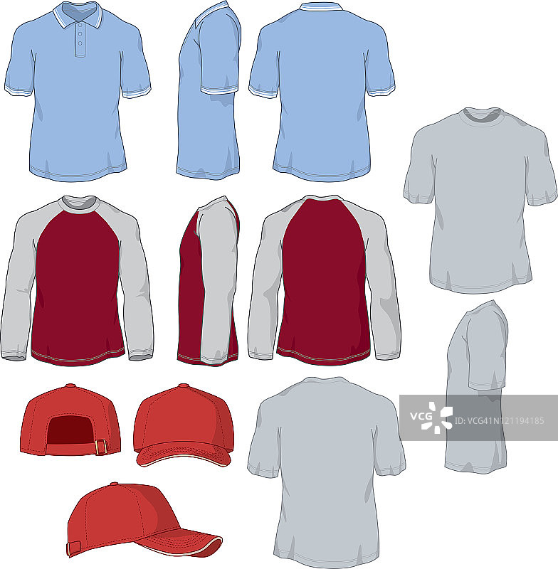 各式衬衫和棒球帽图片素材