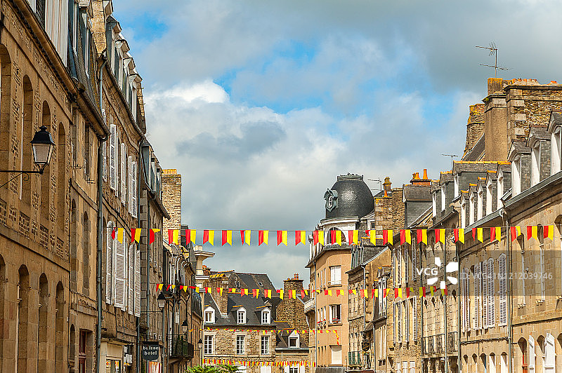 中世纪街道的石砌住宅建筑景观图片素材