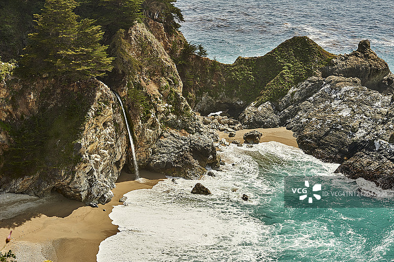 从1号公路看大苏尔瀑布和清澈的河水图片素材