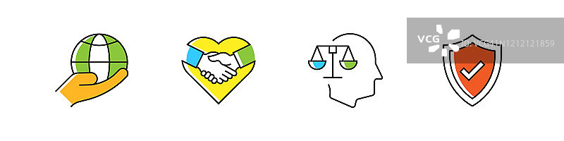 商业道德相关矢量线条图标。轮廓符号集合图片素材