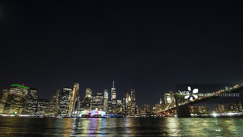 纽约市夜景天际线图片素材