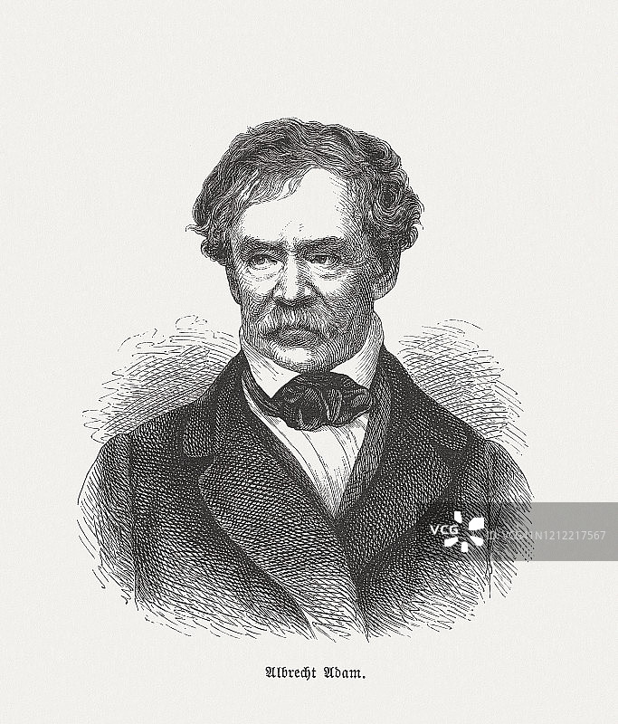 阿尔布雷希特·亚当（德国画家，1786-1862），1893年出版的木刻版画图片素材