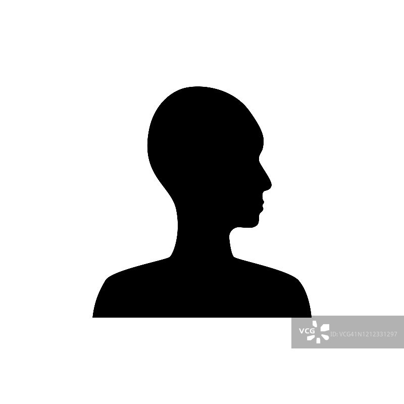 秃头中性人头的侧面轮廓图片素材