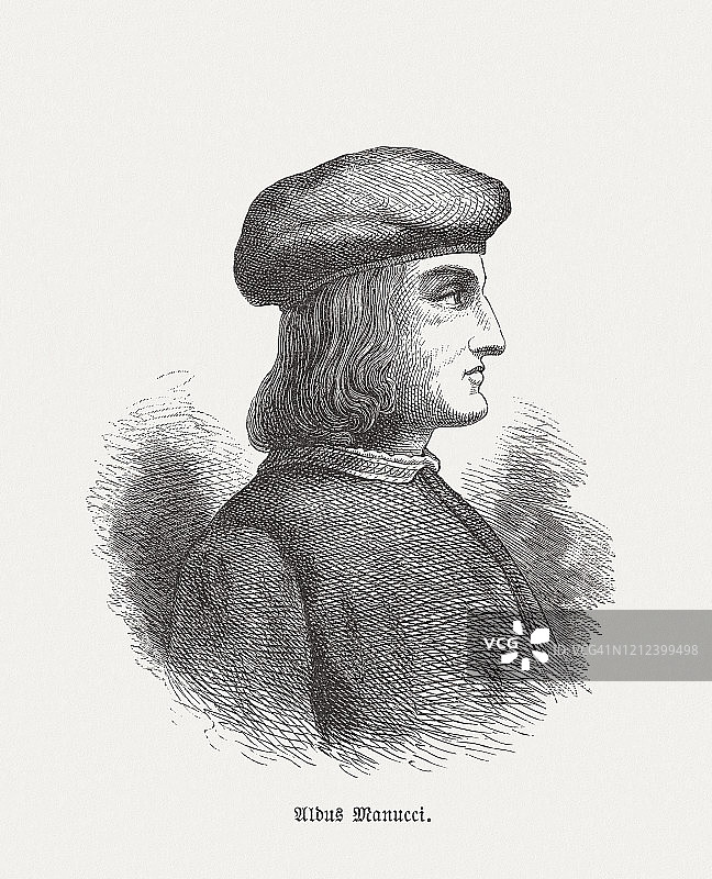 阿尔杜斯·马努提乌斯 (1449/52-1515)，威尼斯图书印刷商和出版商，1893年出版图片素材