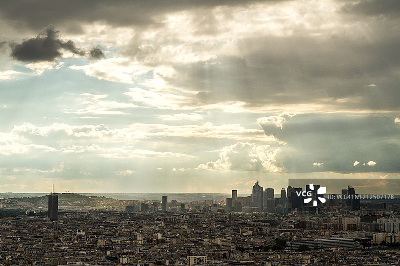 日落时分的巴黎航拍景色图片素材