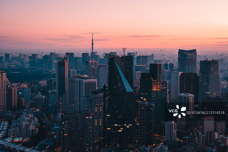 东京黎明天际线图片素材