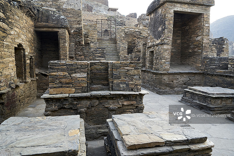 巴基斯坦马尔丹的塔克特巴伊佛教寺院遗址特写图片素材