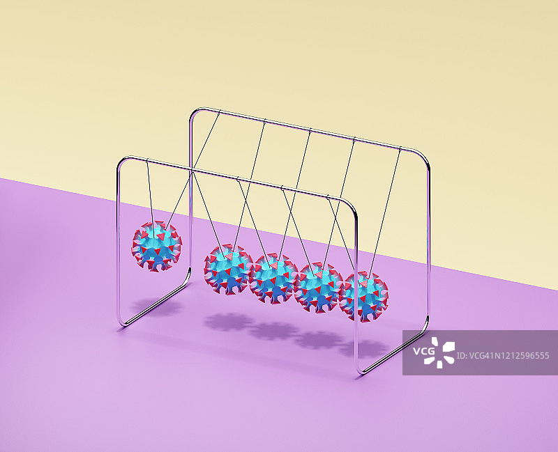 带有病毒的牛顿摆图片素材