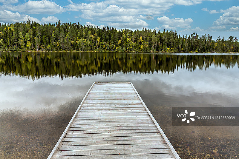 湖上的木制码头图片素材