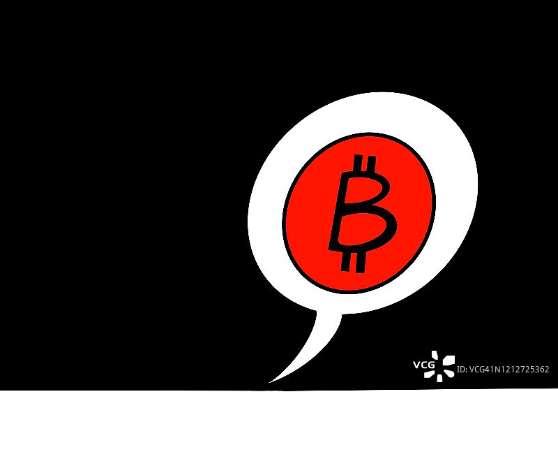 对话气泡中的比特币符号图片素材
