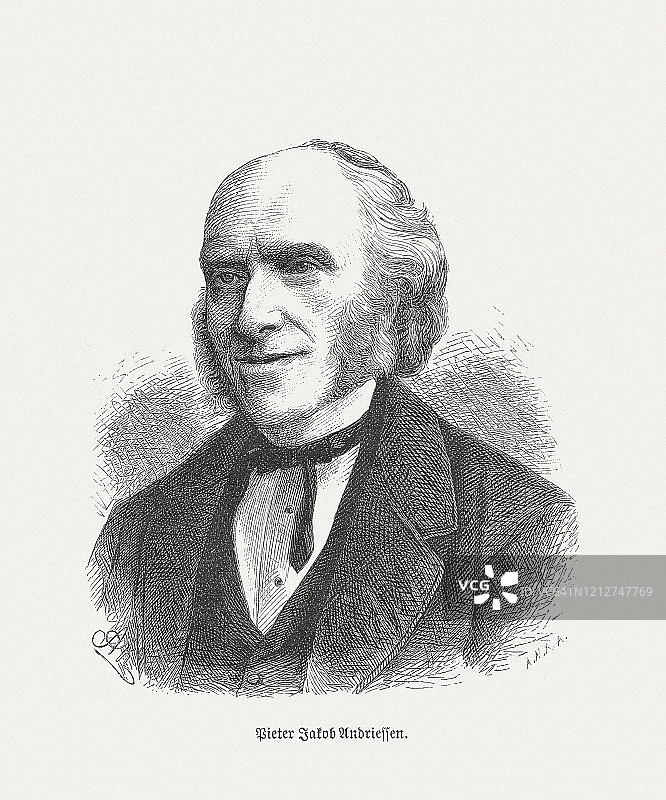 荷兰作家Pieter Jacob Andriessen (1815-1877) 木刻版画，出版于1893年图片素材