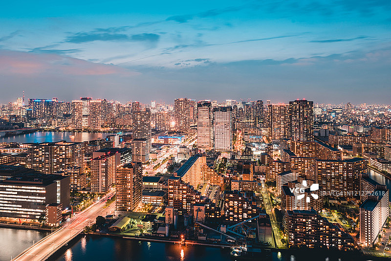 东京暮光天际线图片素材