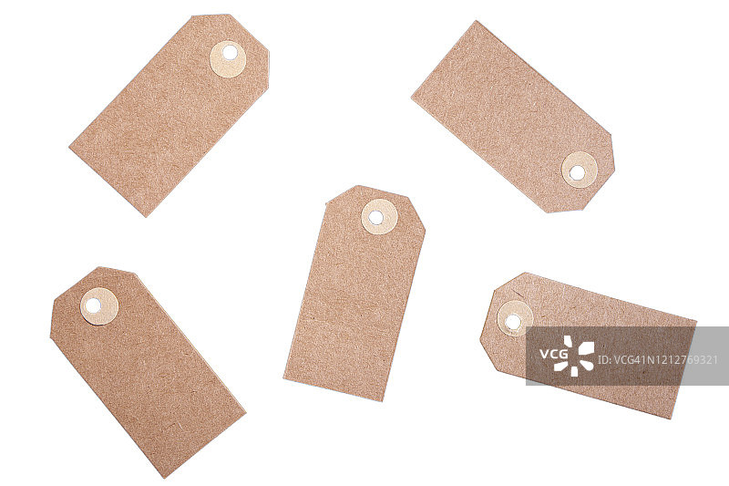 白色背景上的纸板标签图片素材