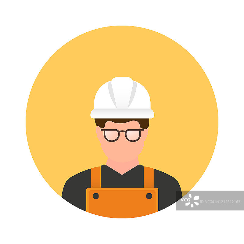 工程师头像扁平图标。扁平矢量图符号设计元素图片素材