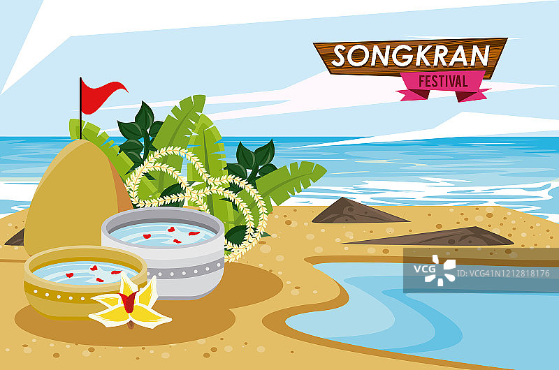 海滩泼水节餐盘派对图片素材