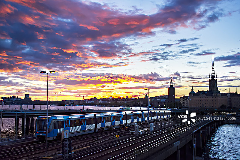 瑞典斯德哥尔摩的壮丽日落图片素材