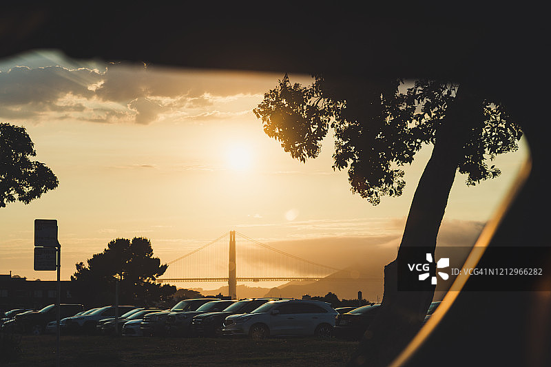 车窗视野：金门大桥图片素材