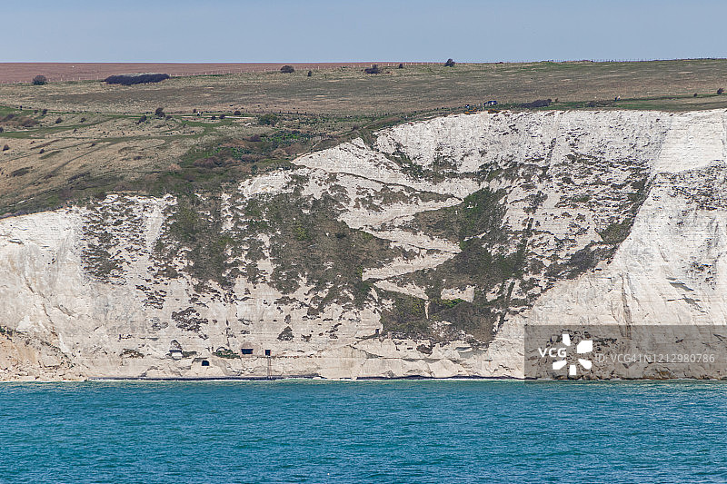 阳光明媚的多佛白色悬崖，英国多佛图片素材