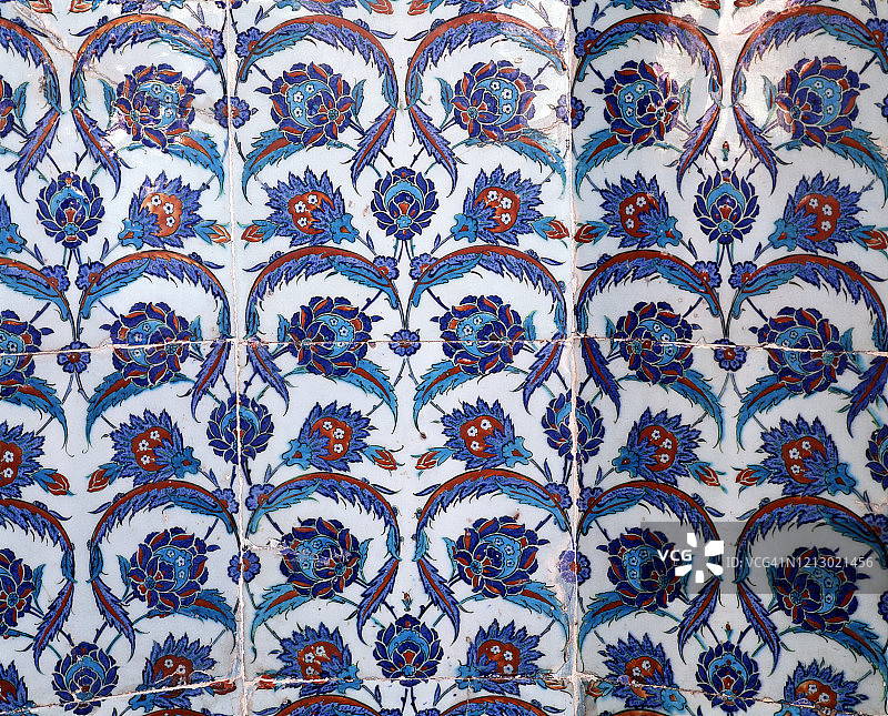 伊斯坦布尔清真寺内的历史瓷砖图片素材