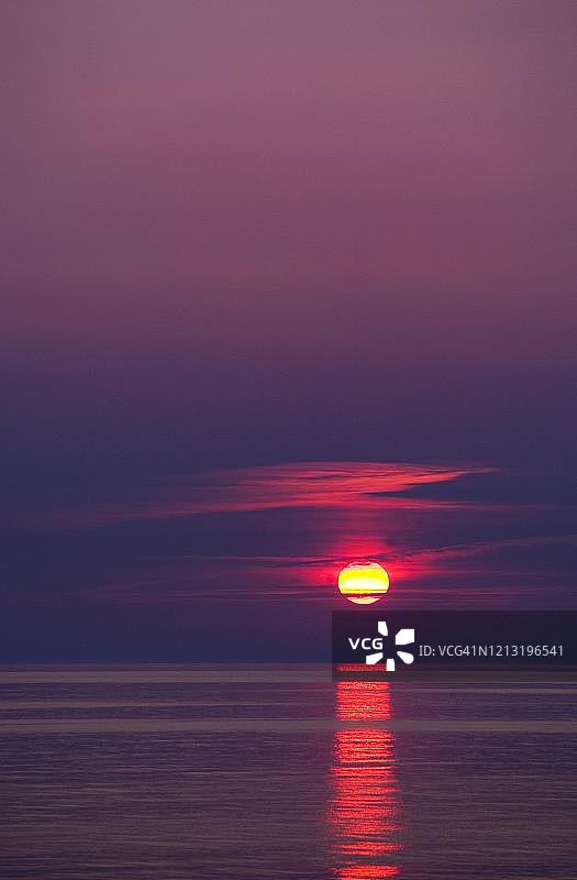 德国梅克伦堡-前波莫瑞州波罗的海库隆斯博恩度假胜地日落图片素材