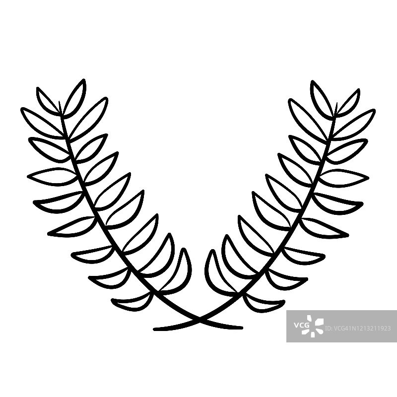 白色背景上的月桂花环图标图片素材