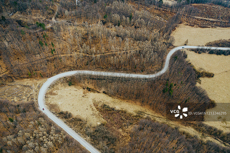 路无人机视图图片素材