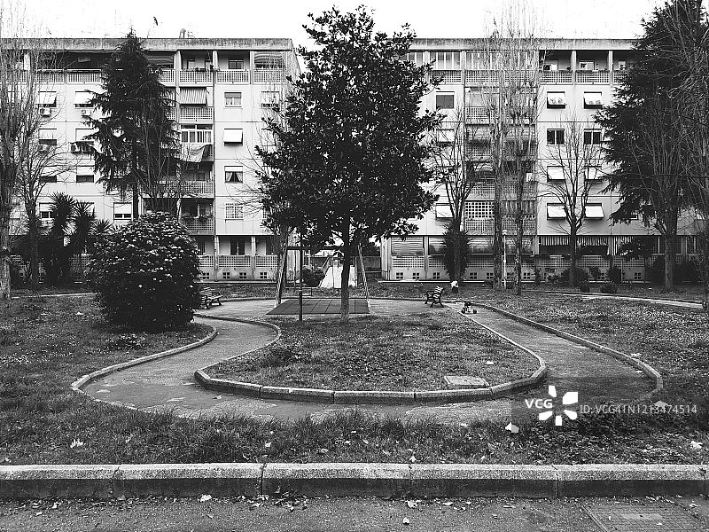 罗马郊外的荒漠公园，受新冠疫情影响空无一人，2020年3月19日图片素材